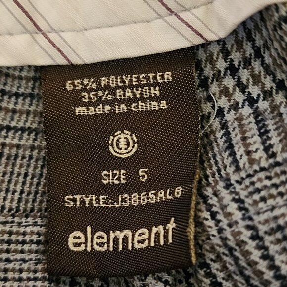 Element Plaid Cropped Pants Size 5 – Y2K Skater Style Capris, Gray Check - Picture 11 of 12